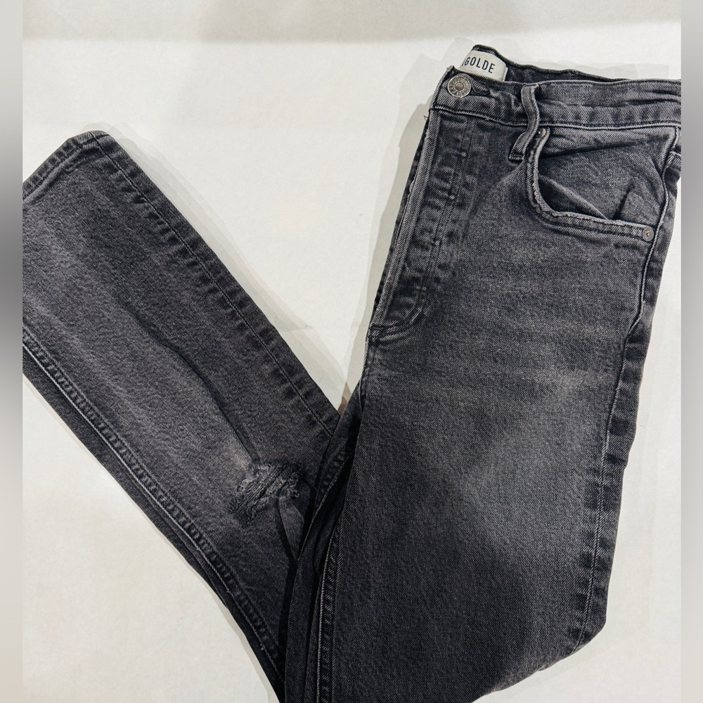 AGOLDE Women’s Black Washed Riley Distressed Jeans